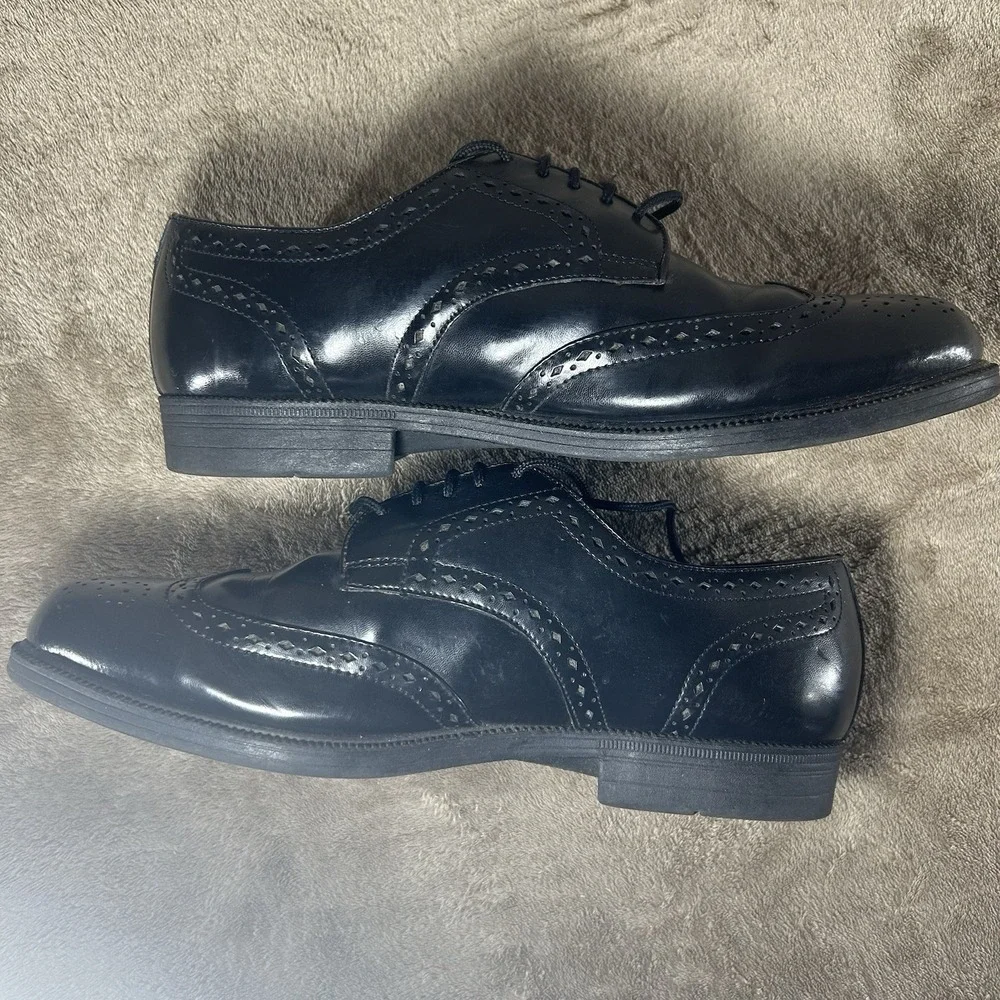 Rare Vtg FMO Discontinued Mens 9.5 EEE Black Leather Wingtip Brogue Dress Shoes